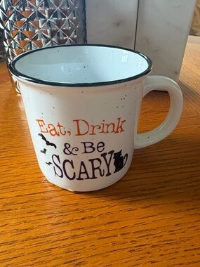 Eat, Drink & Be Scary White Mug - Seasonal Halloween Drinkware